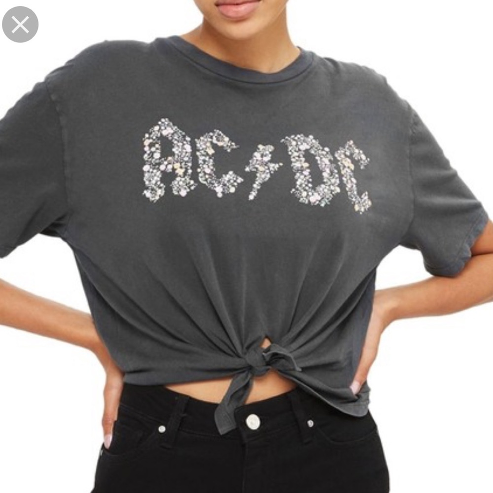 Topshop | And Finally Knot Crop AC/DC Top